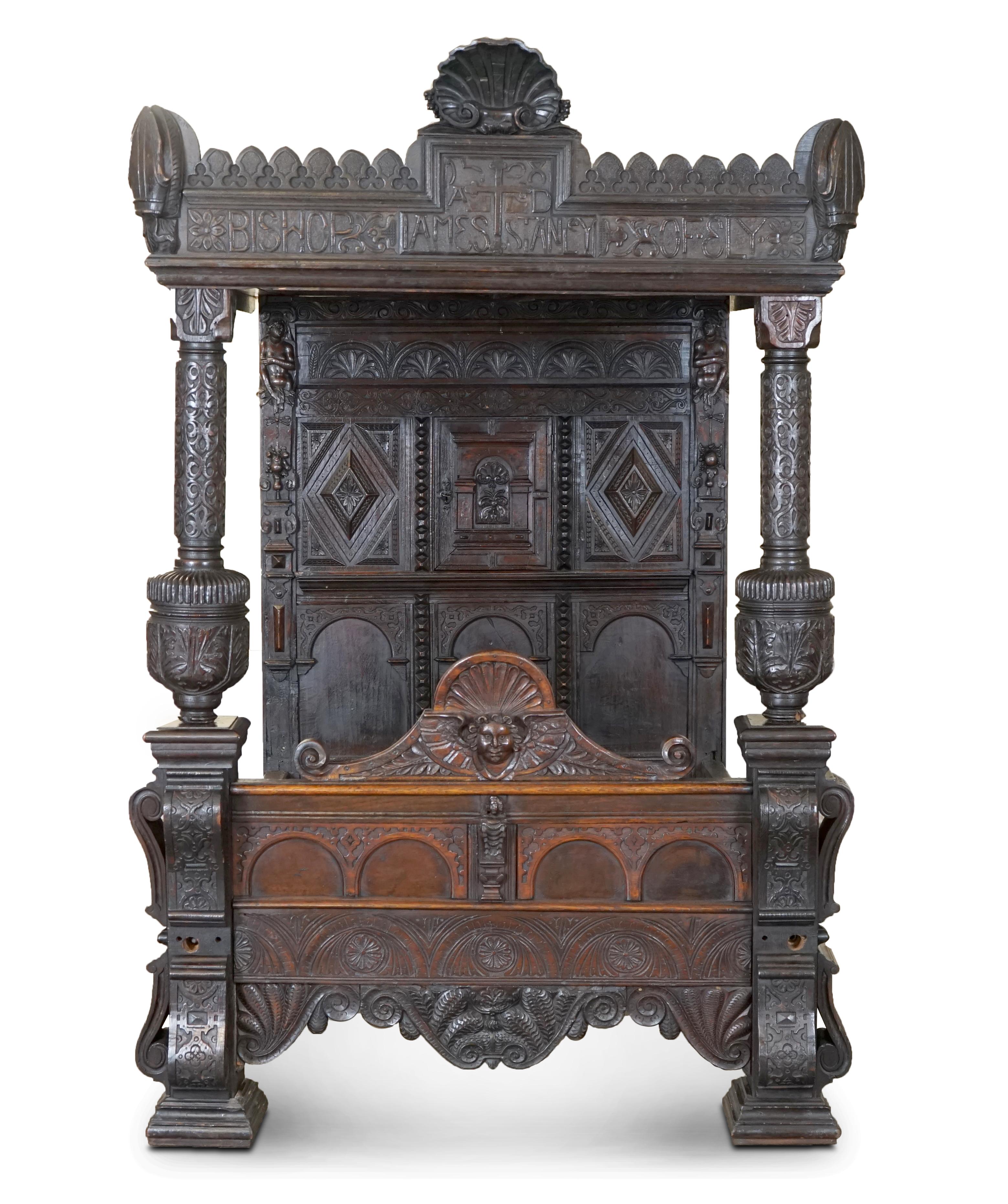 Royal House Antiques

Royal House Antiques is delighted to offer for sale this very rare and highly important, Museum quality, English Tudor King Henry VII Oak tester bed made for and carved with Bishop James Stanley of Ely’s details and dated