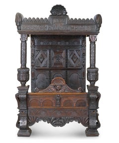 IMPORTANT BISHOP JAMES STANLEY 1508 KING HENRY VII ENGLiSH OAK TUDOR TESTER BED