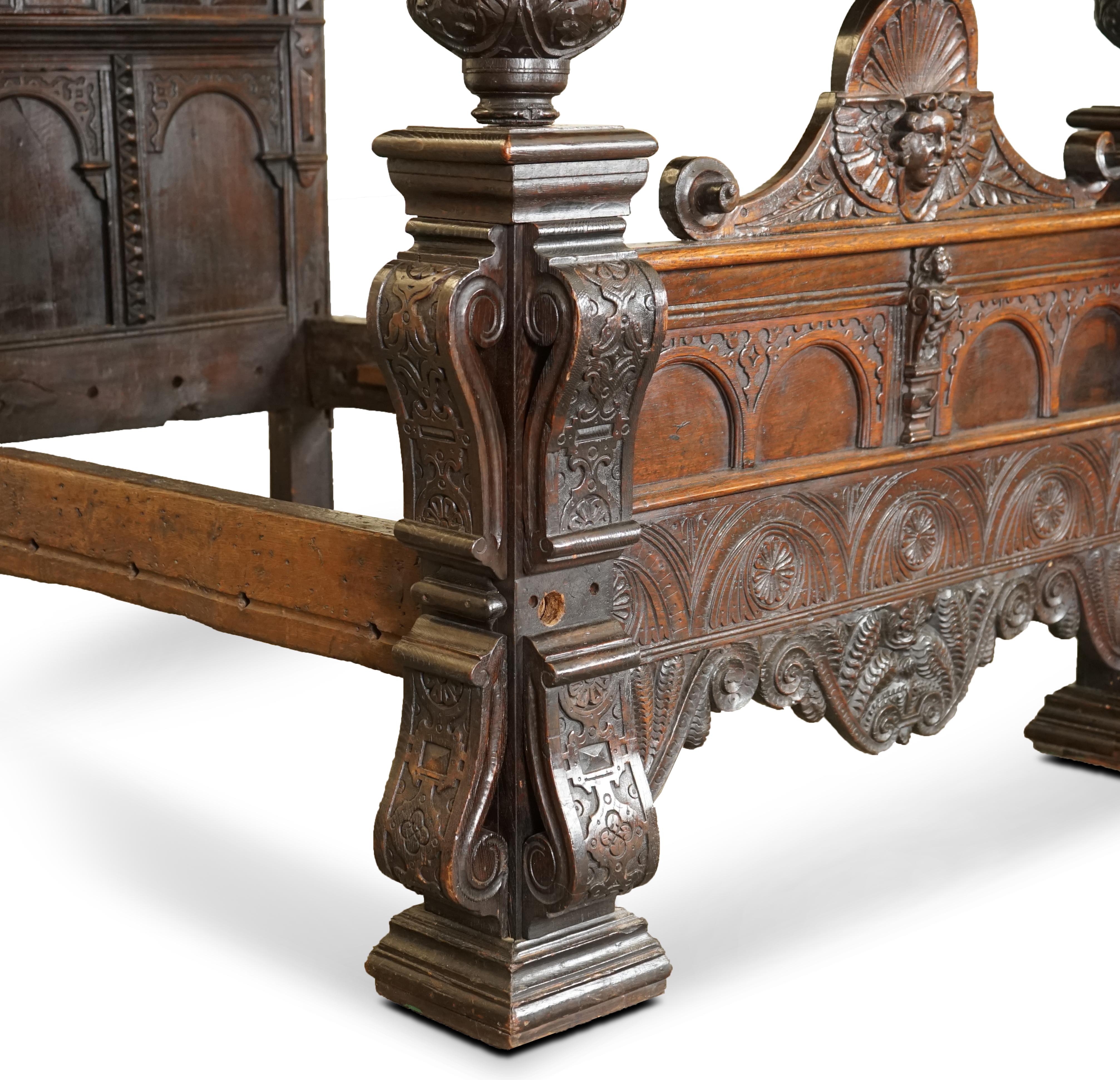 Hand-Crafted IMPORTANT BISHOP JAMES STANLEY 1508 KING HENRY VII ENGLiSH OAK TUDOR TESTER BED For Sale