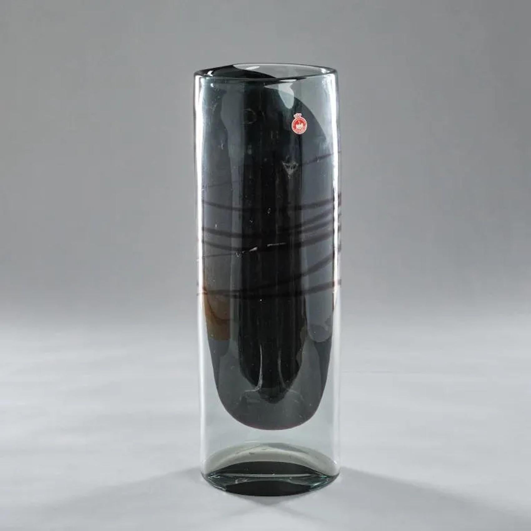 Glass Important black and smoked glass vase by Per Lutken for Holmegaard For Sale
