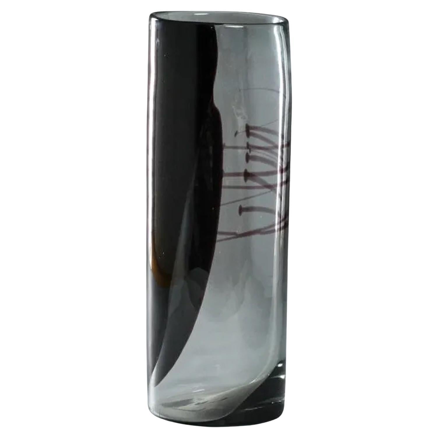 Important black and smoked glass vase by Per Lutken for Holmegaard For Sale