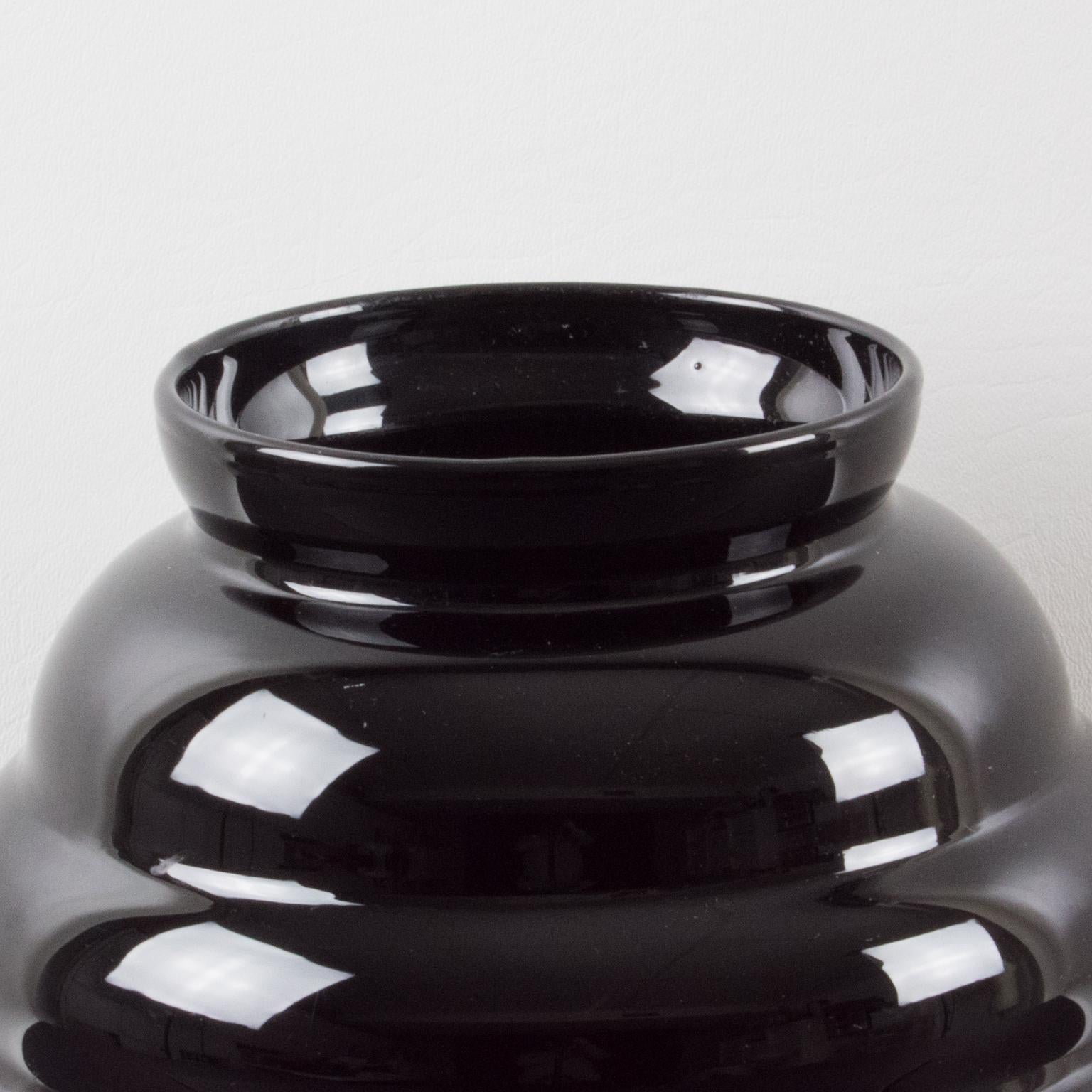 Important Black Opaline Glass Vase, Belgium 1950s For Sale 1