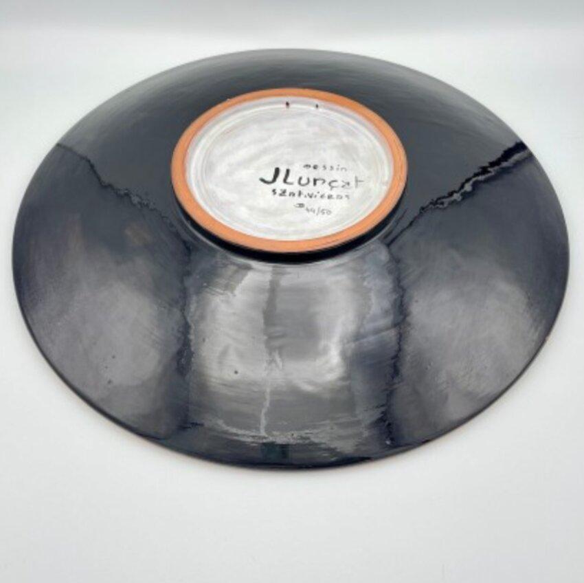 Important Blue, Black, White, Brown Platter, for Sant-Vicens by Jean Lurçat In Excellent Condition For Sale In Atlanta, GA