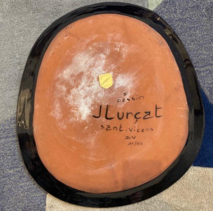 Wichtiger blauer Keramikteller, für Sant-Vicens, Frankreich von Jean Lurçat (Emailliert) im Angebot