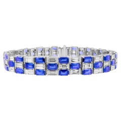 Important bracelet en or 18 carats avec saphirs bleus et diamants de 26,14 carats