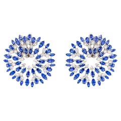 Boucles d'oreilles importantes en saphir bleu et diamant 26 carats or 18K