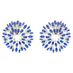 Wichtige blaue Saphir- und Diamant-Ohrringe 26 Karat 18K Gold