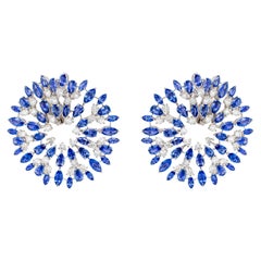 Important Blue Sapphire and Diamond Earrings 26 Carats 18K Gold