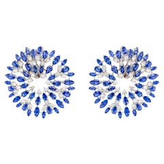 Important Blue Sapphire and Diamond Earrings 26 Carats 18K Gold