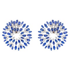 Important Blue Sapphire and Diamond Earrings 26 Carats 18K Gold