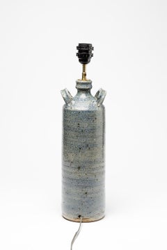 Important Blue Stoneware Ceramic Table Lamp by Migeon La Borne, circa 1960