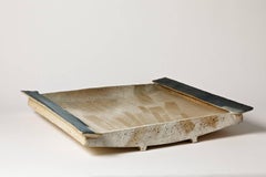 Important blue white Wall Ceramic Plate or Sculpture by Jacqueline Paul Dauphin