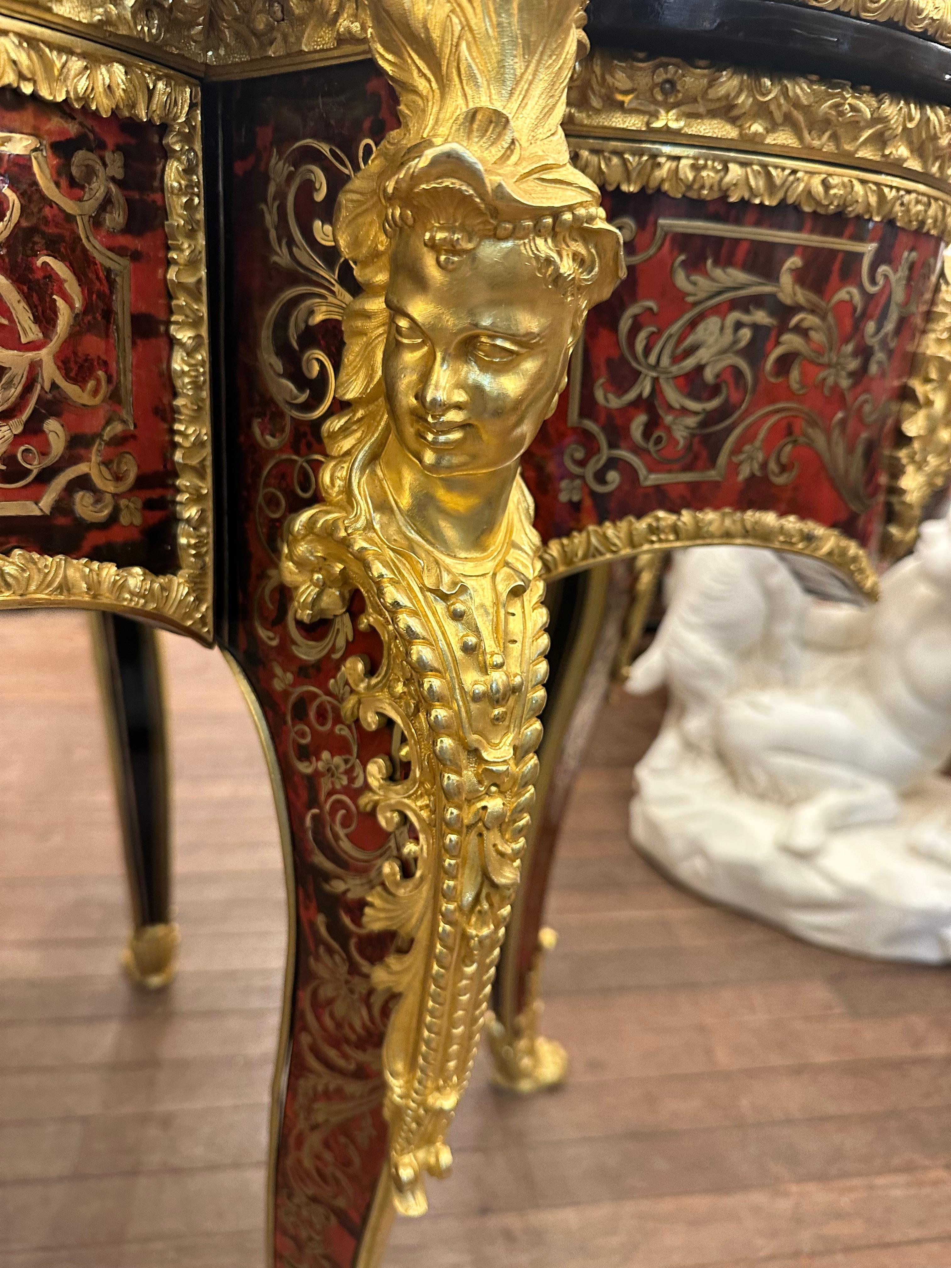 French Important boulle marquetry centre table in the Regency style, signed CAILLAUX For Sale