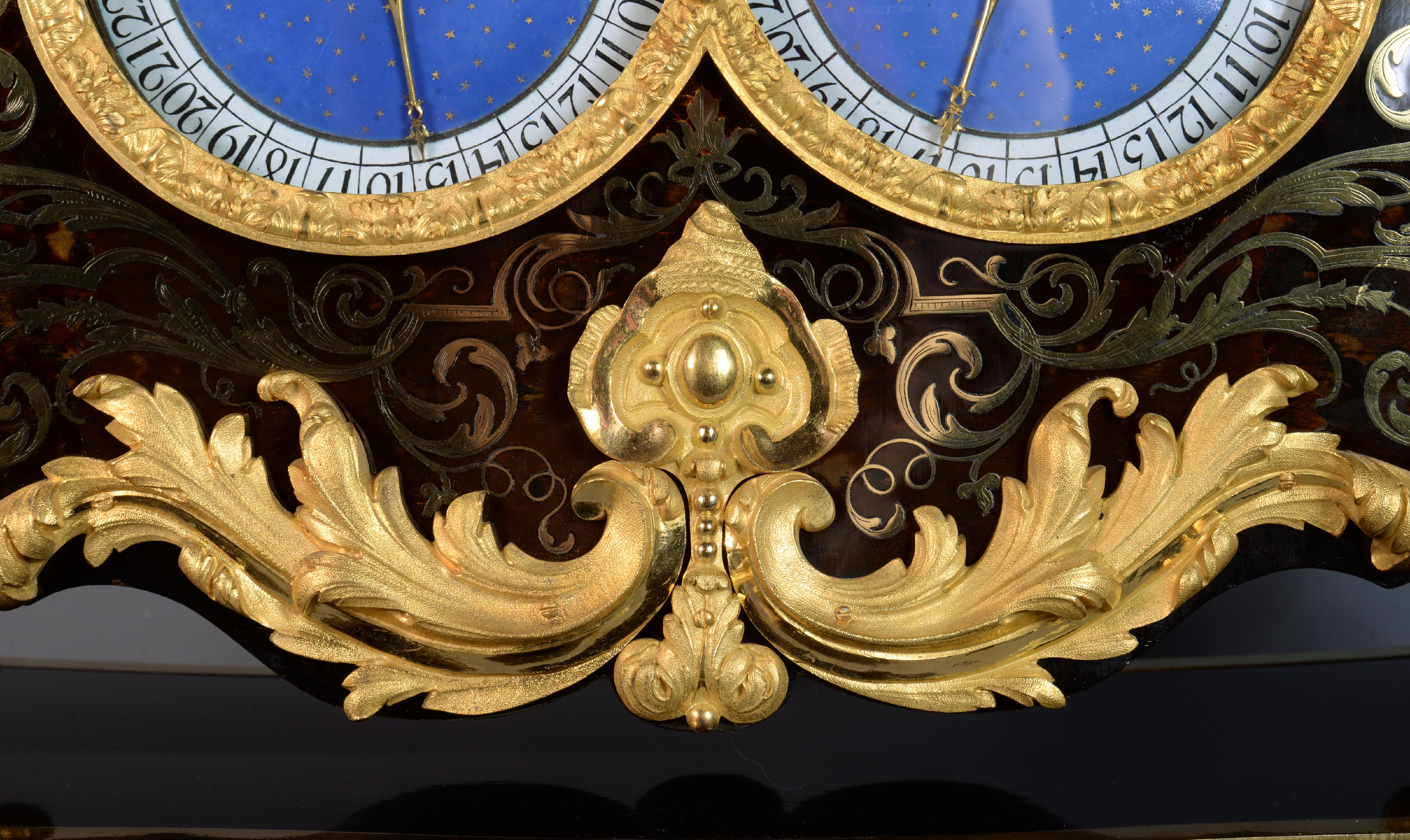 Important Boulle Marquetry Clock, 19th Century For Sale 10