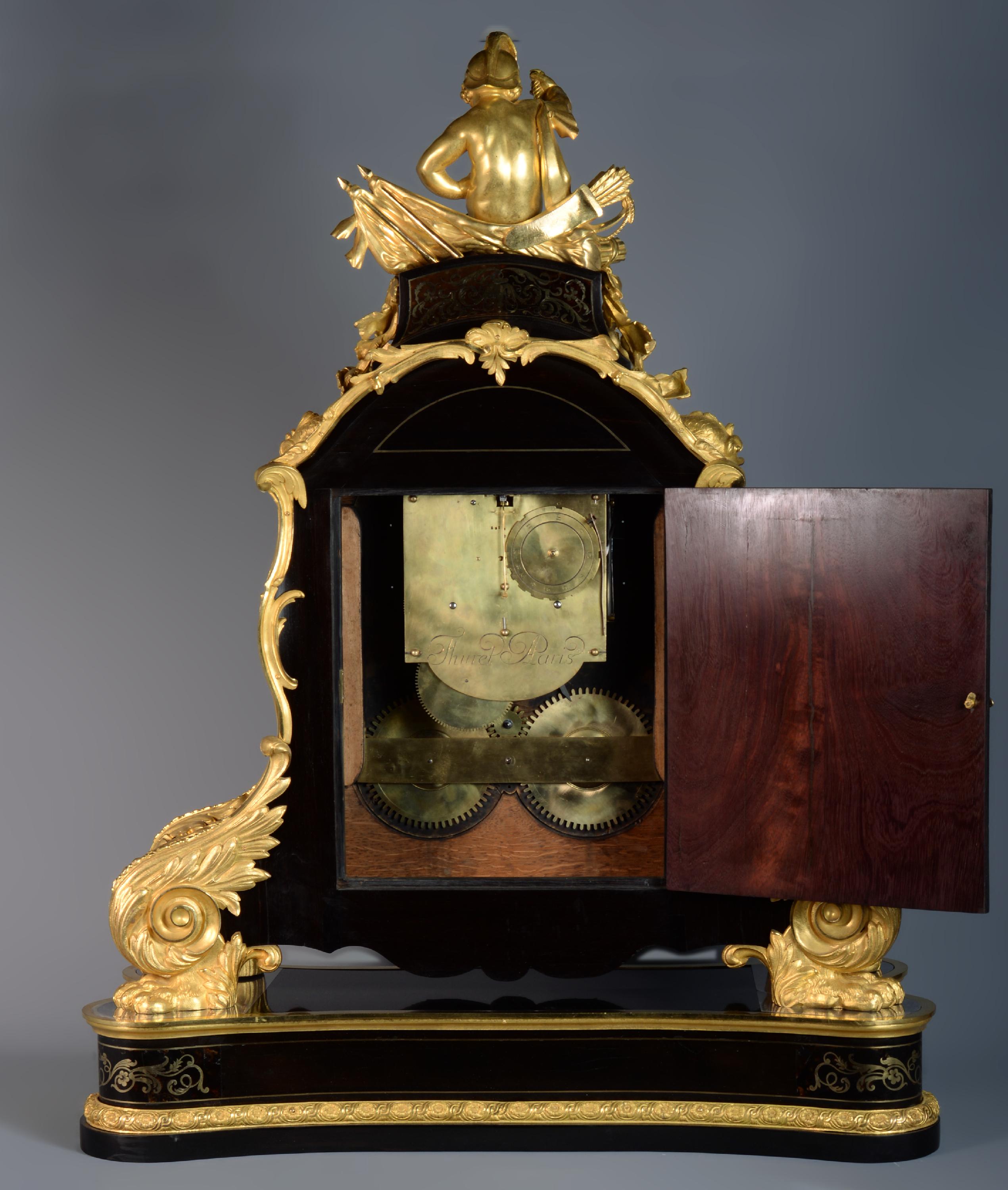 Important Boulle Marquetry Clock, 19th Century For Sale 11