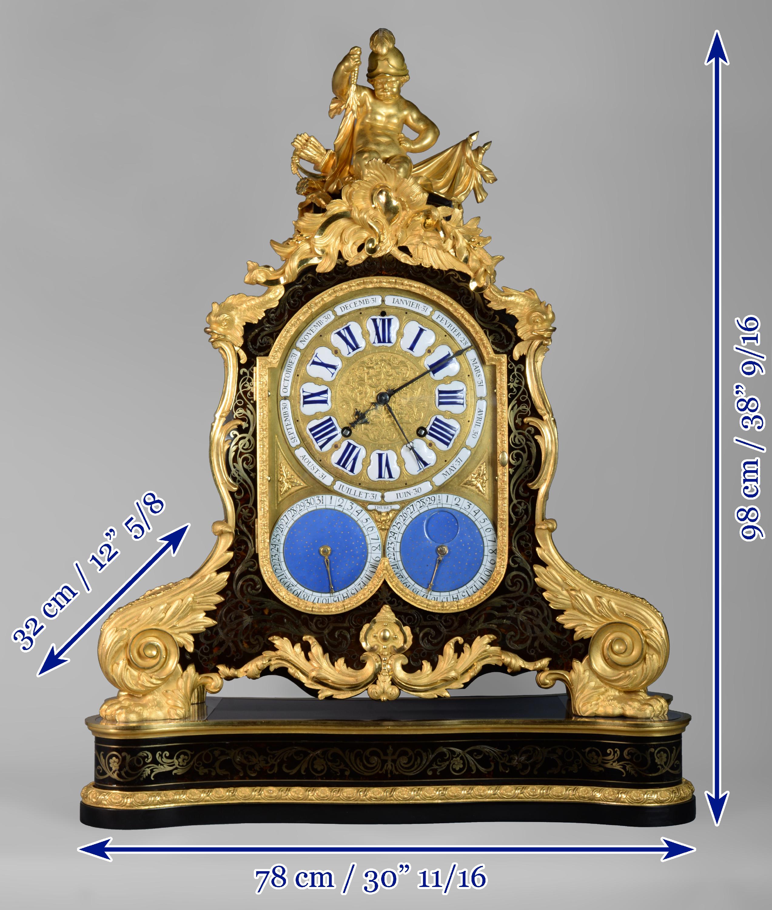 Important Boulle Marquetry Clock, 19th Century For Sale 13