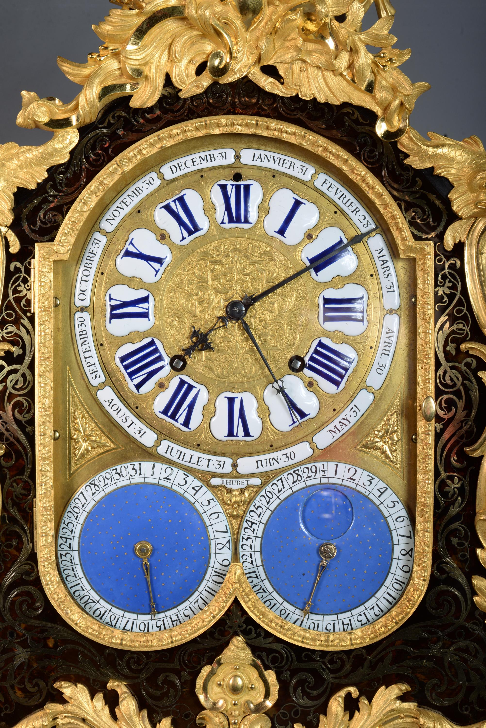 French Important Boulle Marquetry Clock, 19th Century For Sale