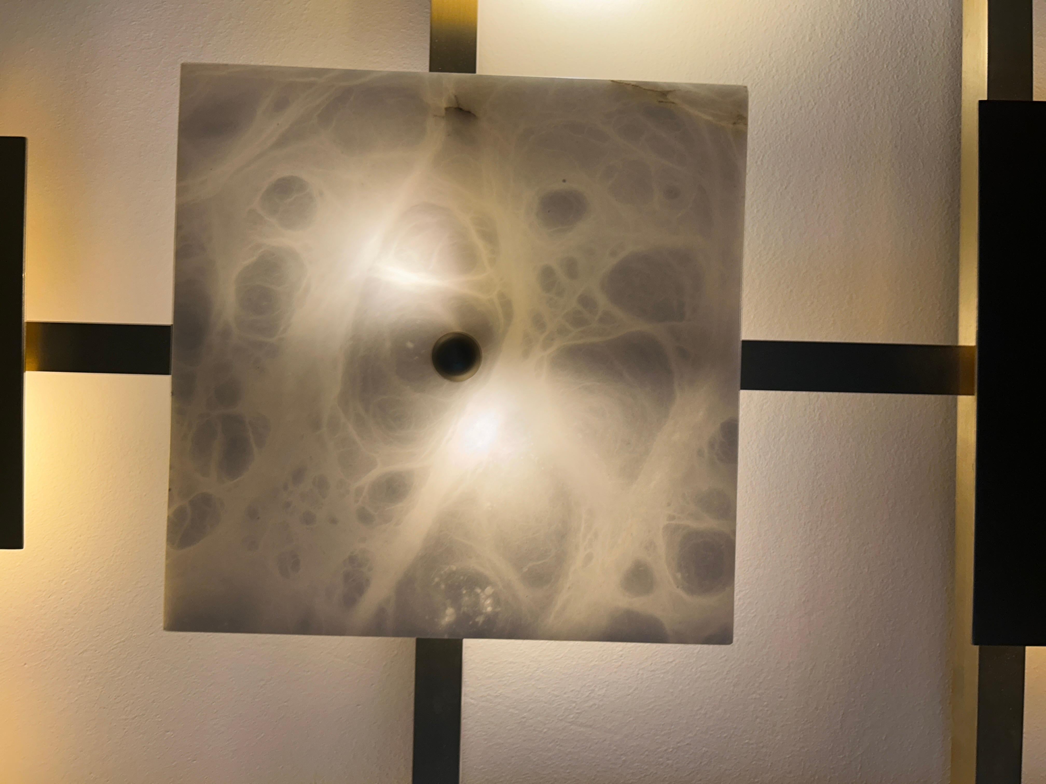 Important brass and marble wall light in the style of Eric de Dormael 1990 For Sale 7
