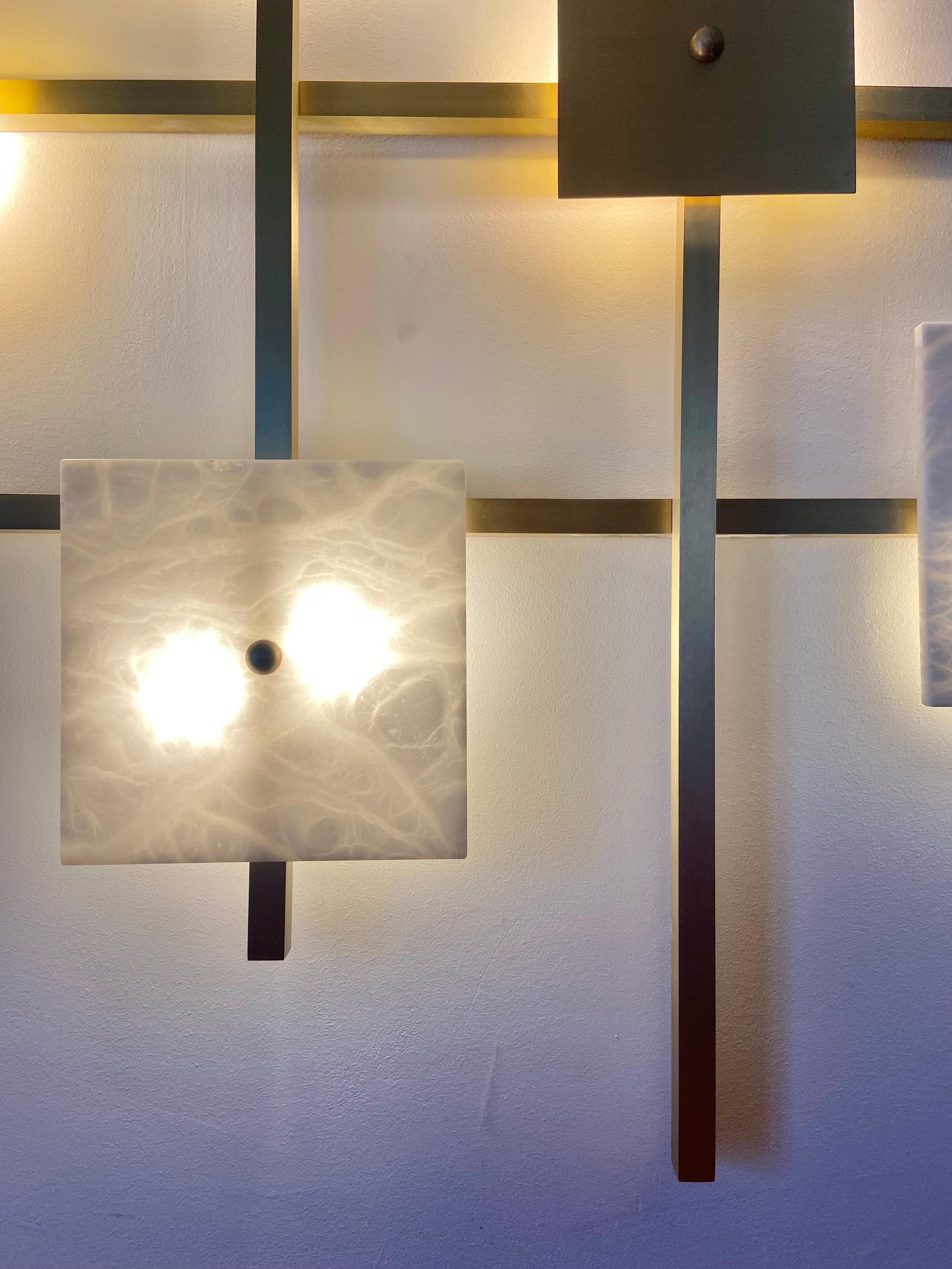 Important brass and marble wall light in the style of Eric de Dormael 1990 For Sale 1