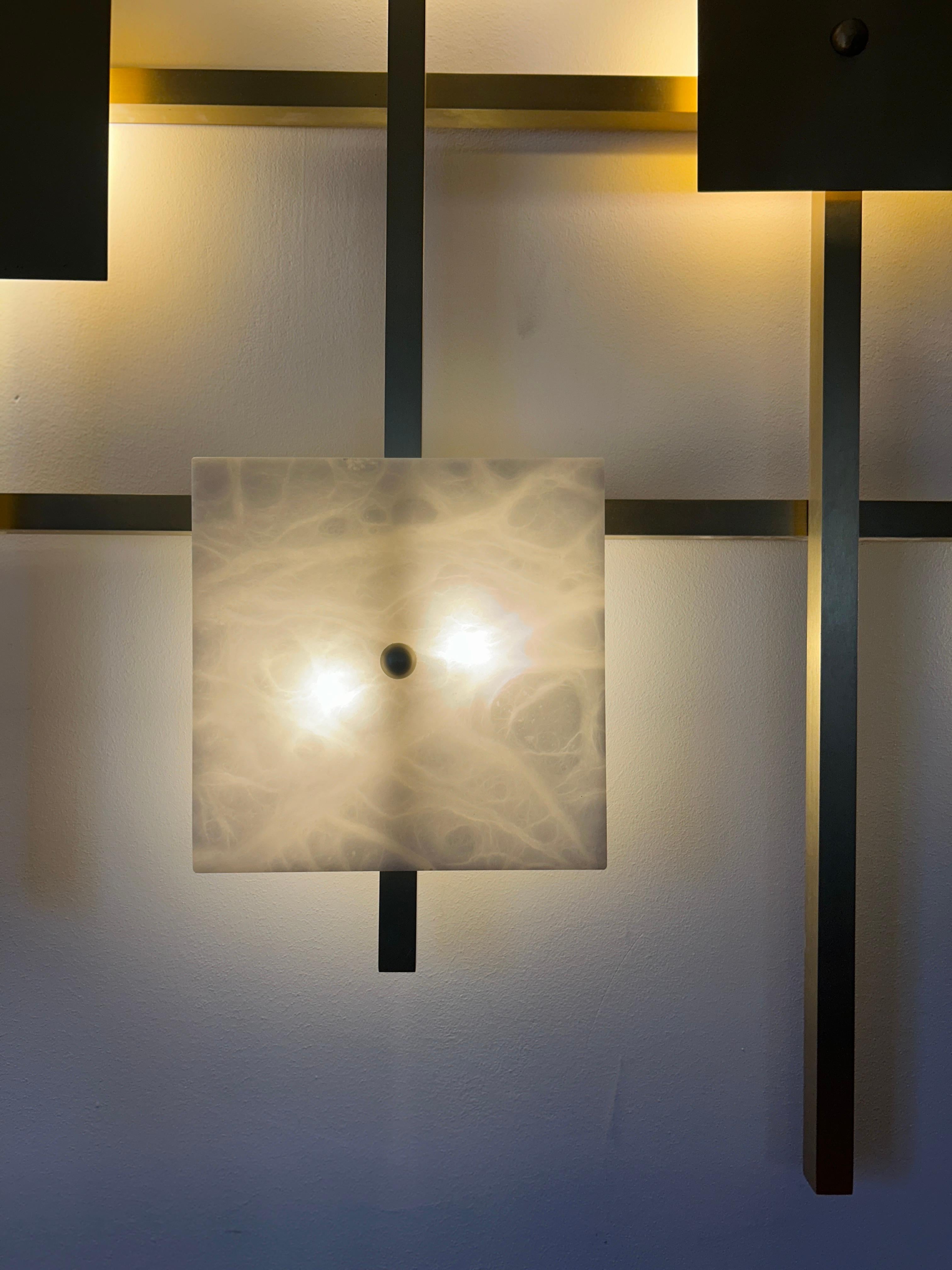 Important brass and marble wall light in the style of Eric de Dormael 1990 For Sale 3