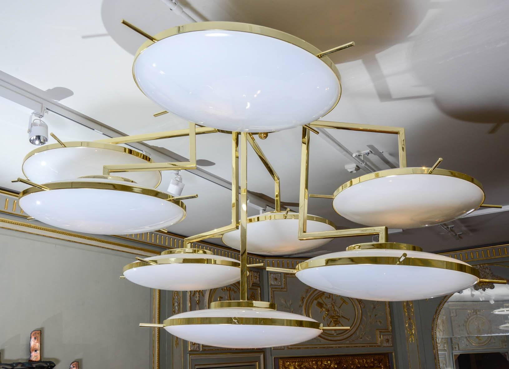 Ottone Importante lampadario in ottone in vendita