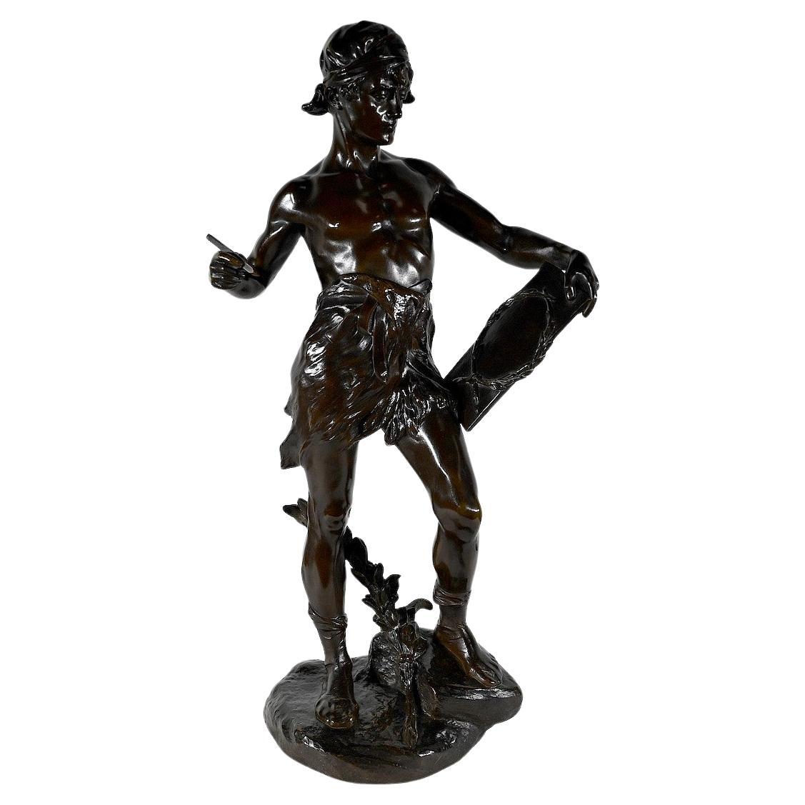 Importante escultura de bronce "Alegoría de la poesía", de E. Drouot - 1900