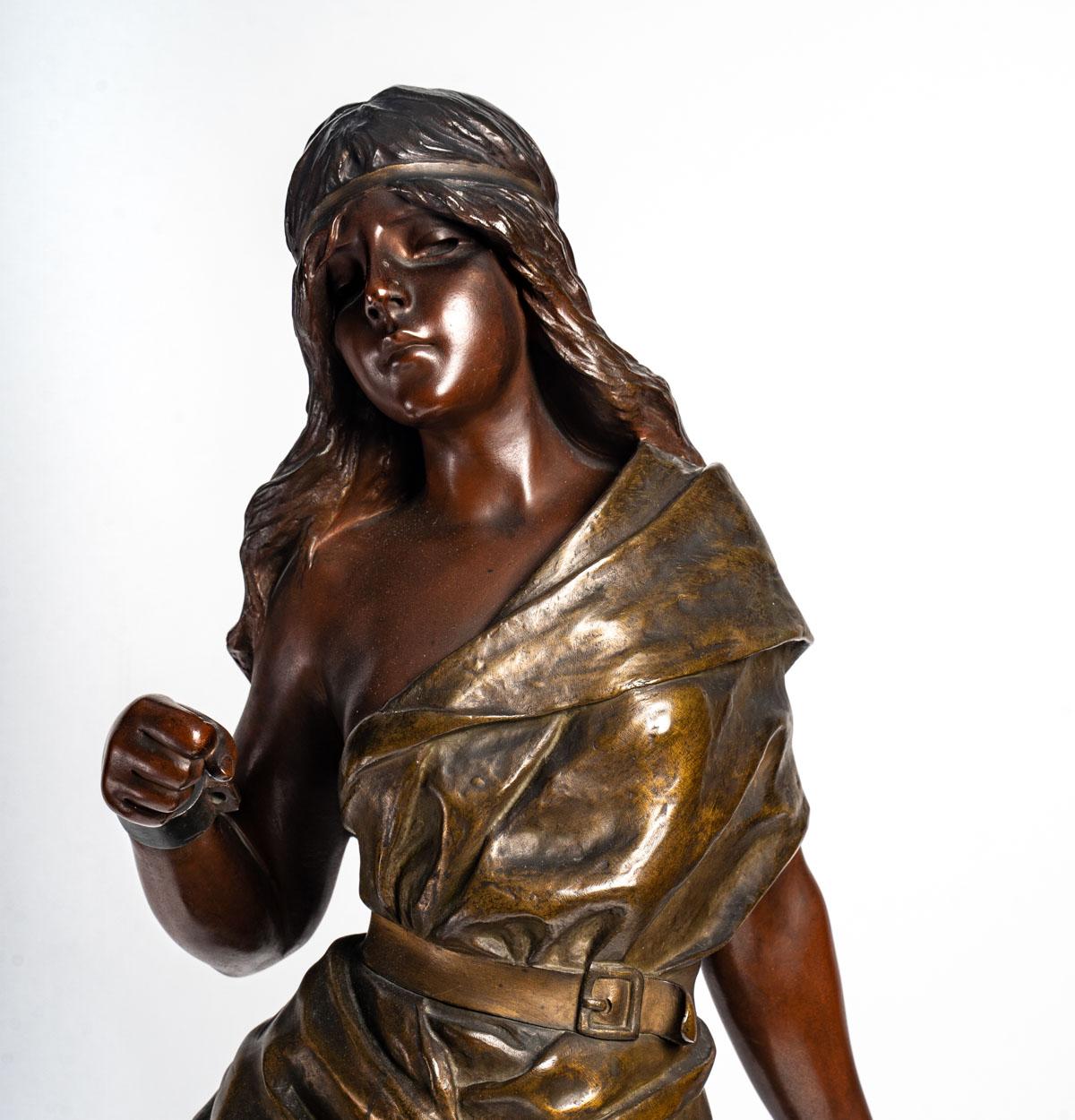 Important bronze, Art Nouveau, late 19th century.
Measures: H: 86 cm, W: 30 cm, D: 26 cm.