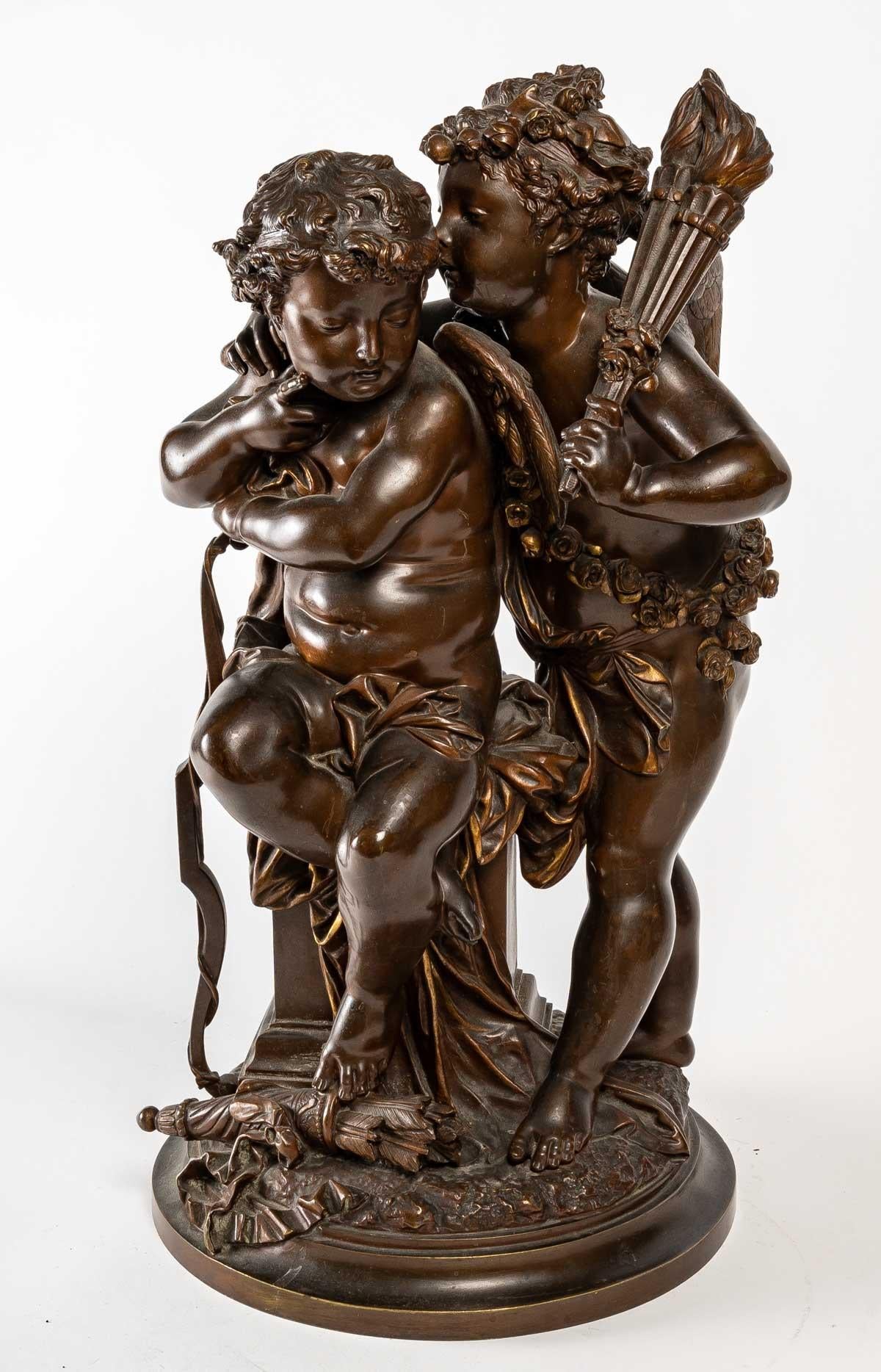 Important Bronze by A. Carrier with Amours 3