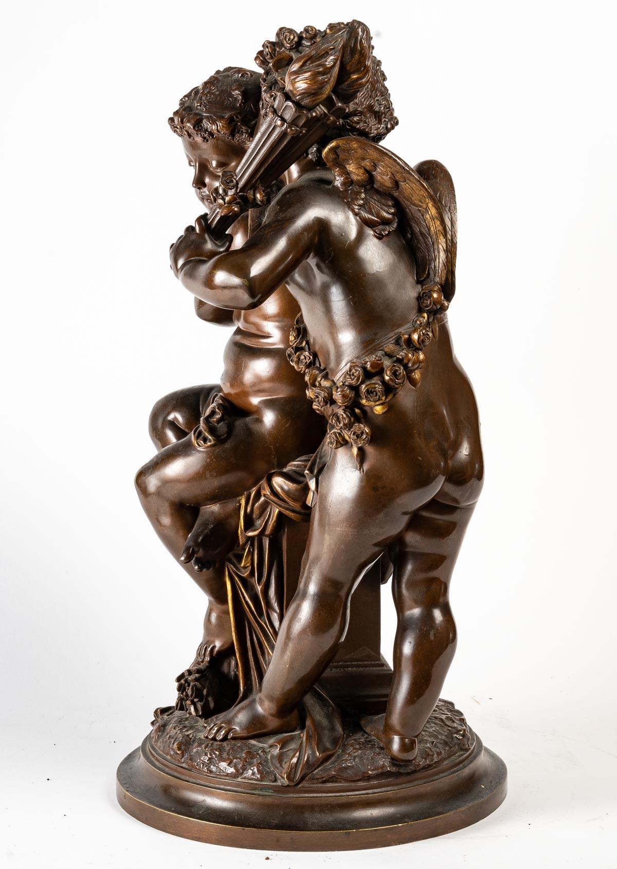 French Important Bronze by A. Carrier with Amours