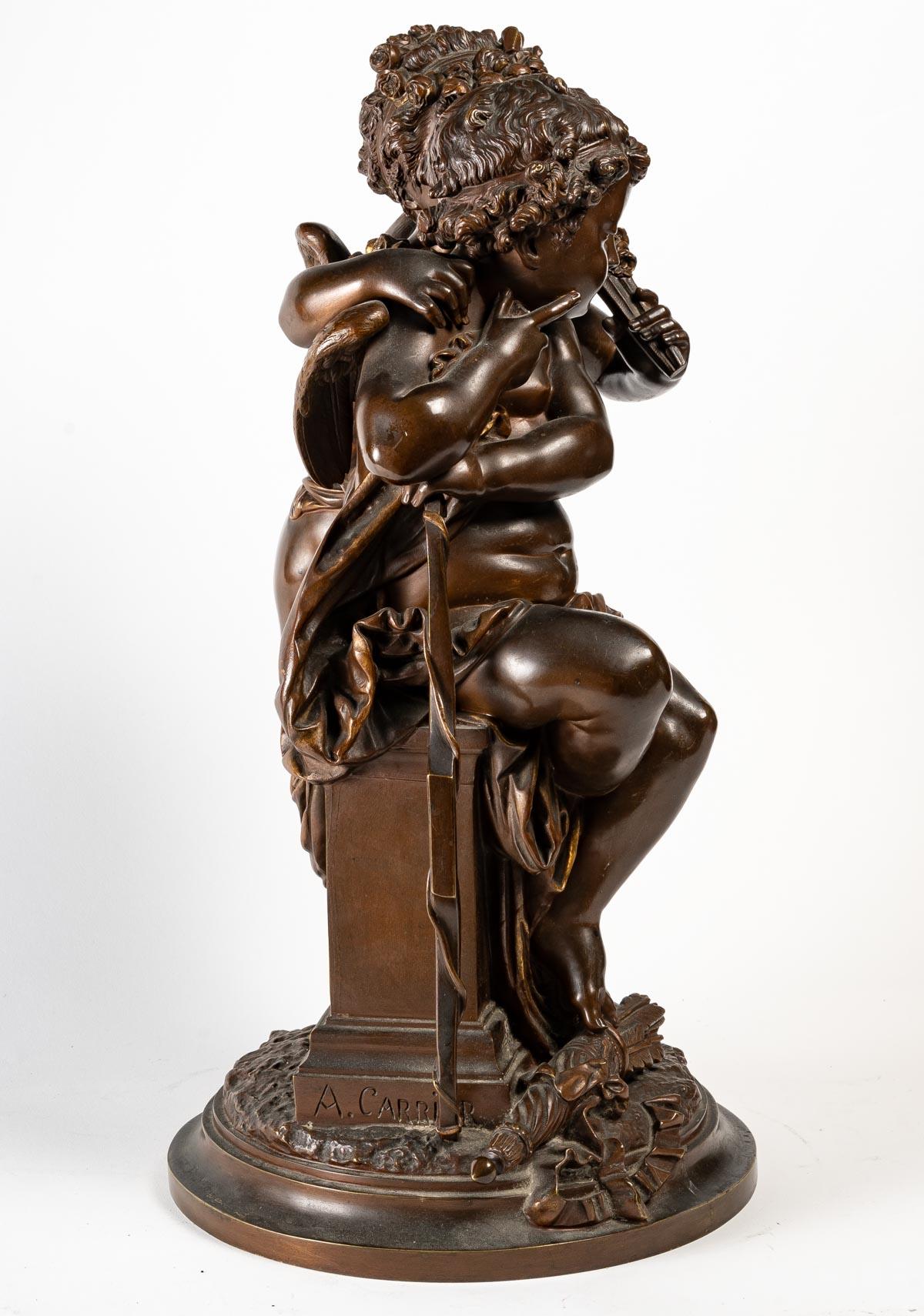 19th Century Important Bronze by A. Carrier with Amours