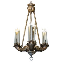 Important Bronze Chandelier with Flute Form