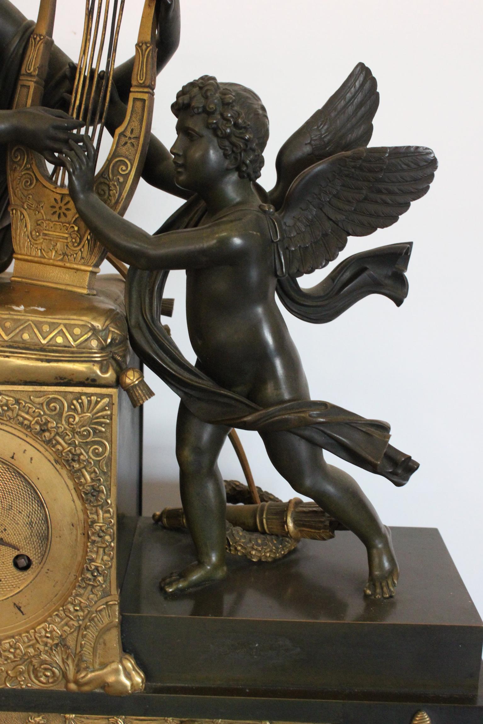 Important Bronze Clock from Empire Time or Restoration, 19th Century 5