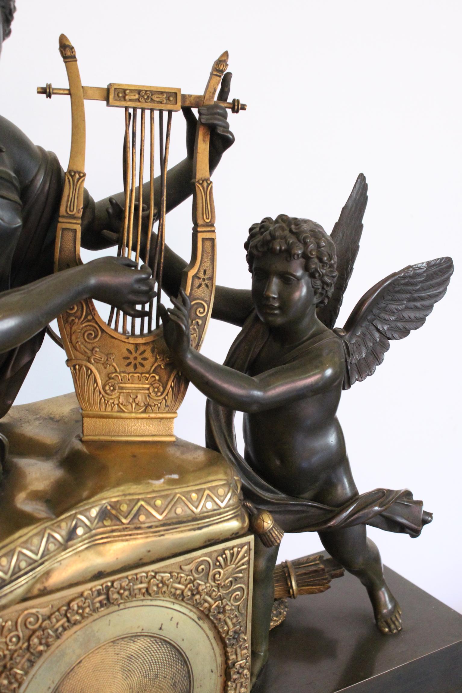 Important Bronze Clock from Empire Time or Restoration, 19th Century 6