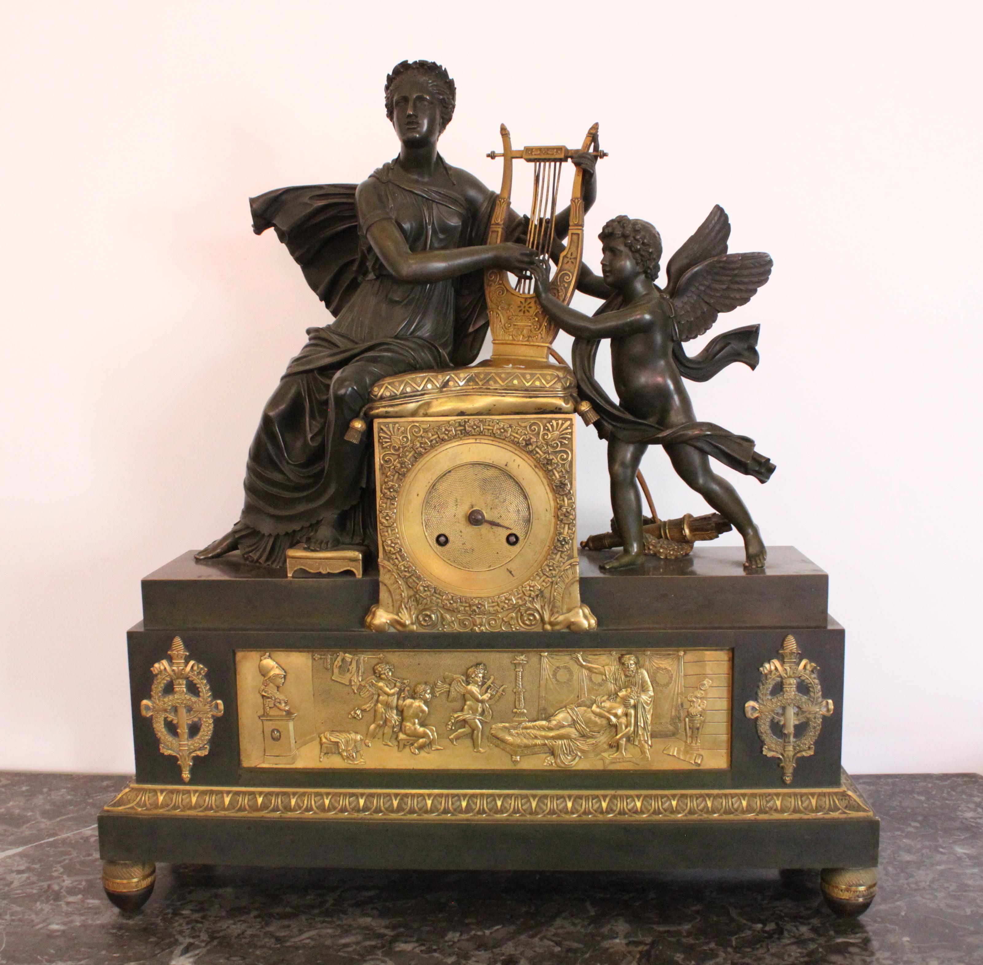 Important gilt bronze clock with a 