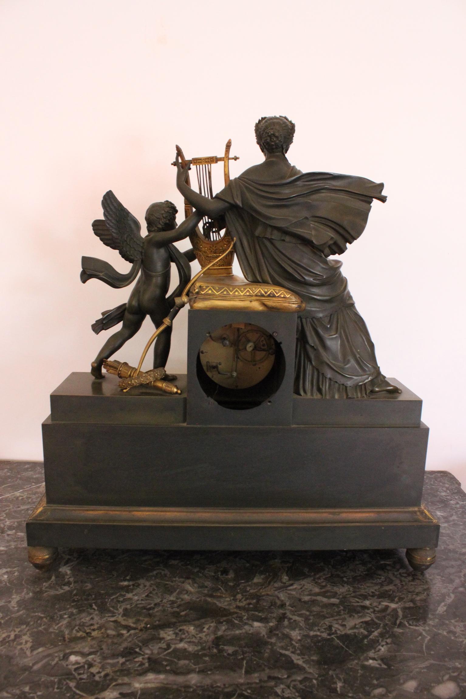 Important Bronze Clock from Empire Time or Restoration, 19th Century In Good Condition In Marseille, FR