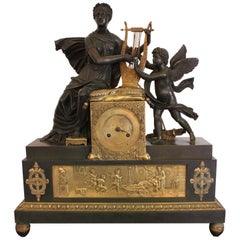 Important Bronze Clock from Empire Time or Restoration, 19th Century