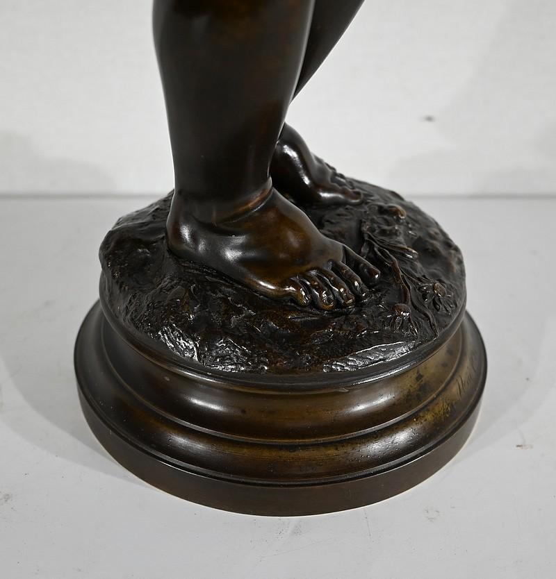 Wichtige Bronzeskulptur Amor, nach J-B. Pigalle - Ende des 19. Jahrhunderts im Angebot 7