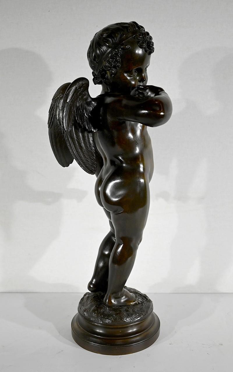 Wichtige Bronzeskulptur Amor, nach J-B. Pigalle - Ende des 19. Jahrhunderts im Angebot 8