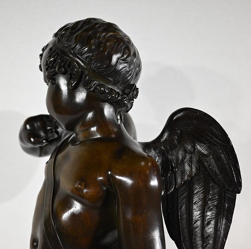 Wichtige Bronzeskulptur Amor, nach J-B. Pigalle - Ende des 19. Jahrhunderts im Angebot 10