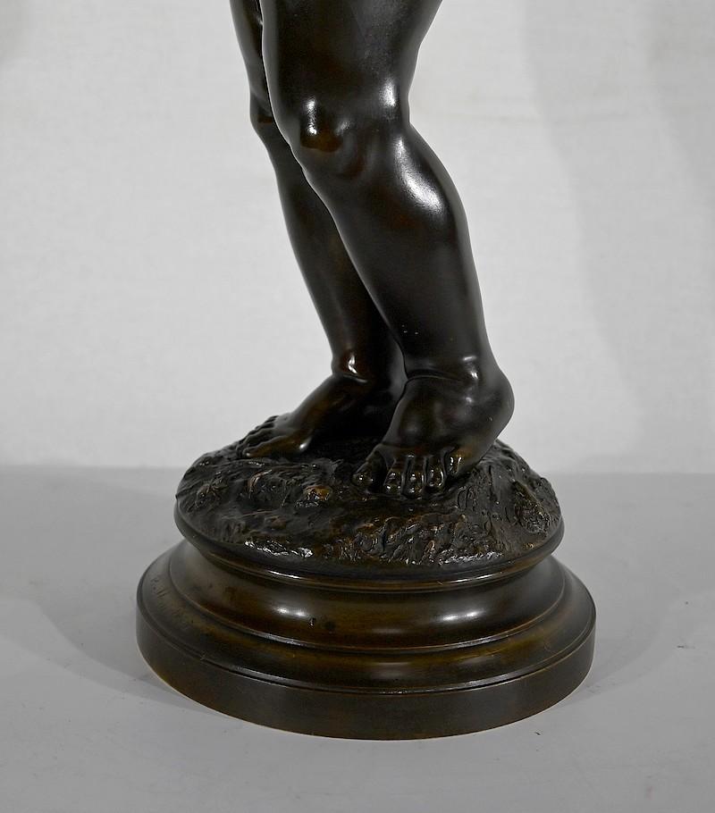 Wichtige Bronzeskulptur Amor, nach J-B. Pigalle - Ende des 19. Jahrhunderts im Angebot 12