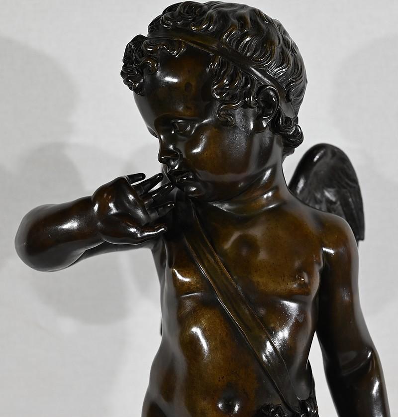 Wichtige Bronzeskulptur Amor, nach J-B. Pigalle - Ende des 19. Jahrhunderts im Angebot 1