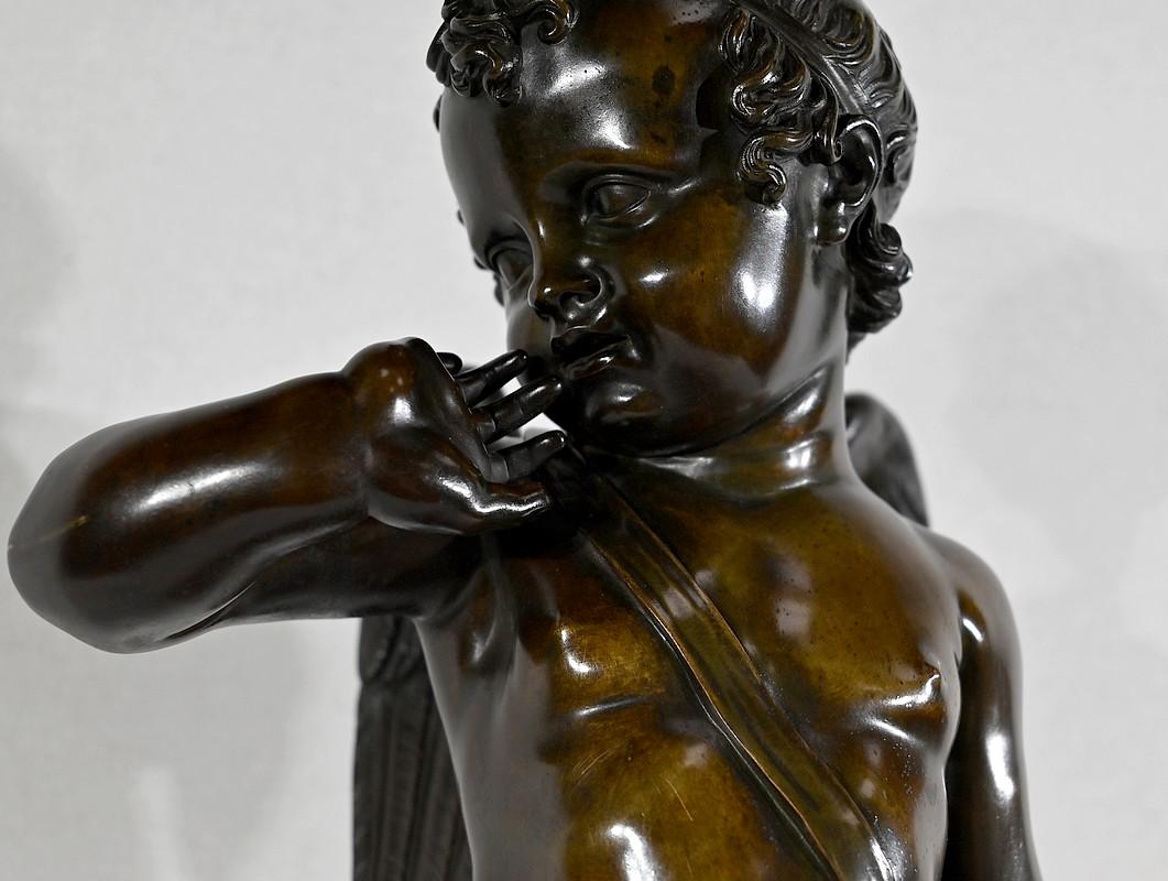 Wichtige Bronzeskulptur Amor, nach J-B. Pigalle - Ende des 19. Jahrhunderts im Angebot 2