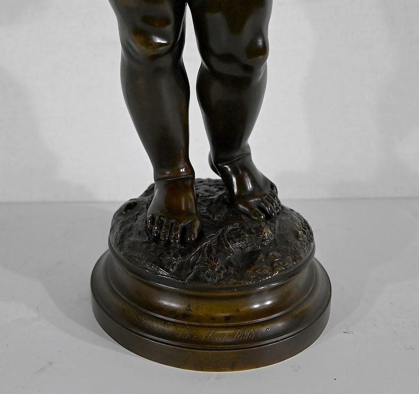 Wichtige Bronzeskulptur Amor, nach J-B. Pigalle - Ende des 19. Jahrhunderts im Angebot 4