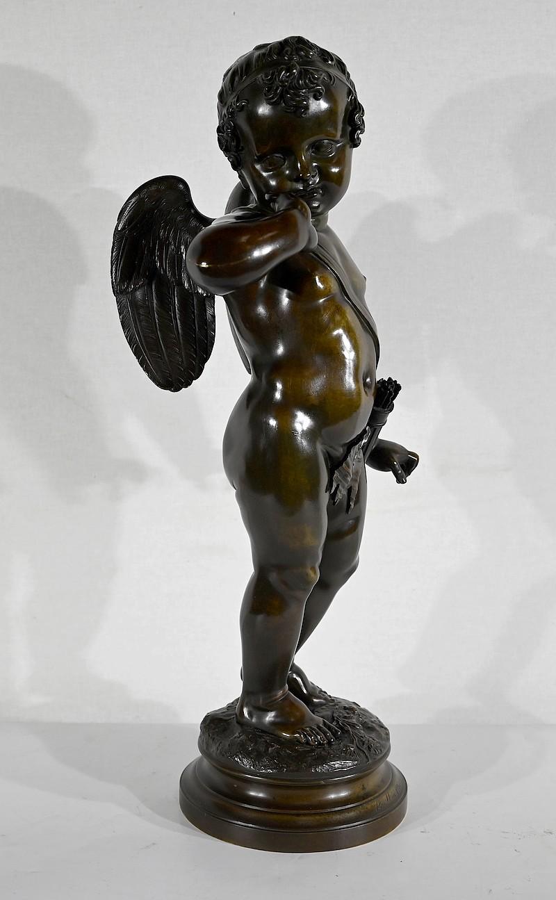 Wichtige Bronzeskulptur Amor, nach J-B. Pigalle - Ende des 19. Jahrhunderts im Angebot 5