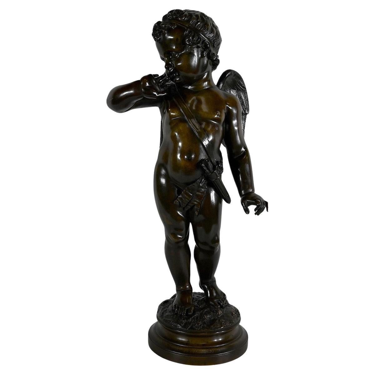 Wichtige Bronzeskulptur Amor, nach J-B. Pigalle - Ende des 19. Jahrhunderts