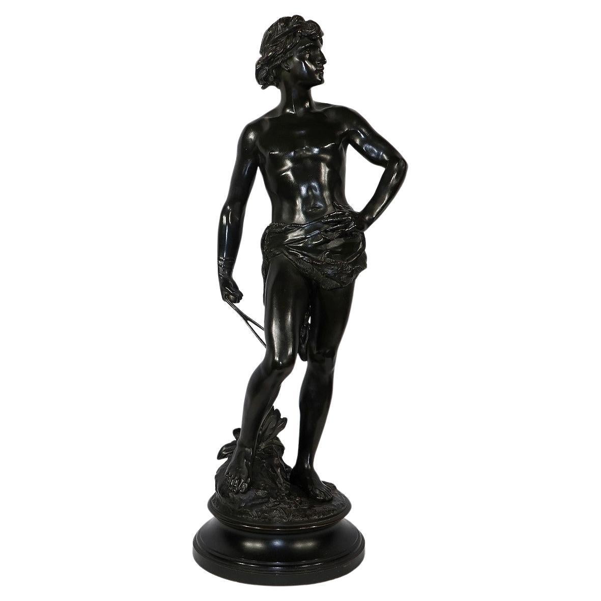 Importante escultura de bronce "David", de A. Gaudez - Finales del siglo XIX