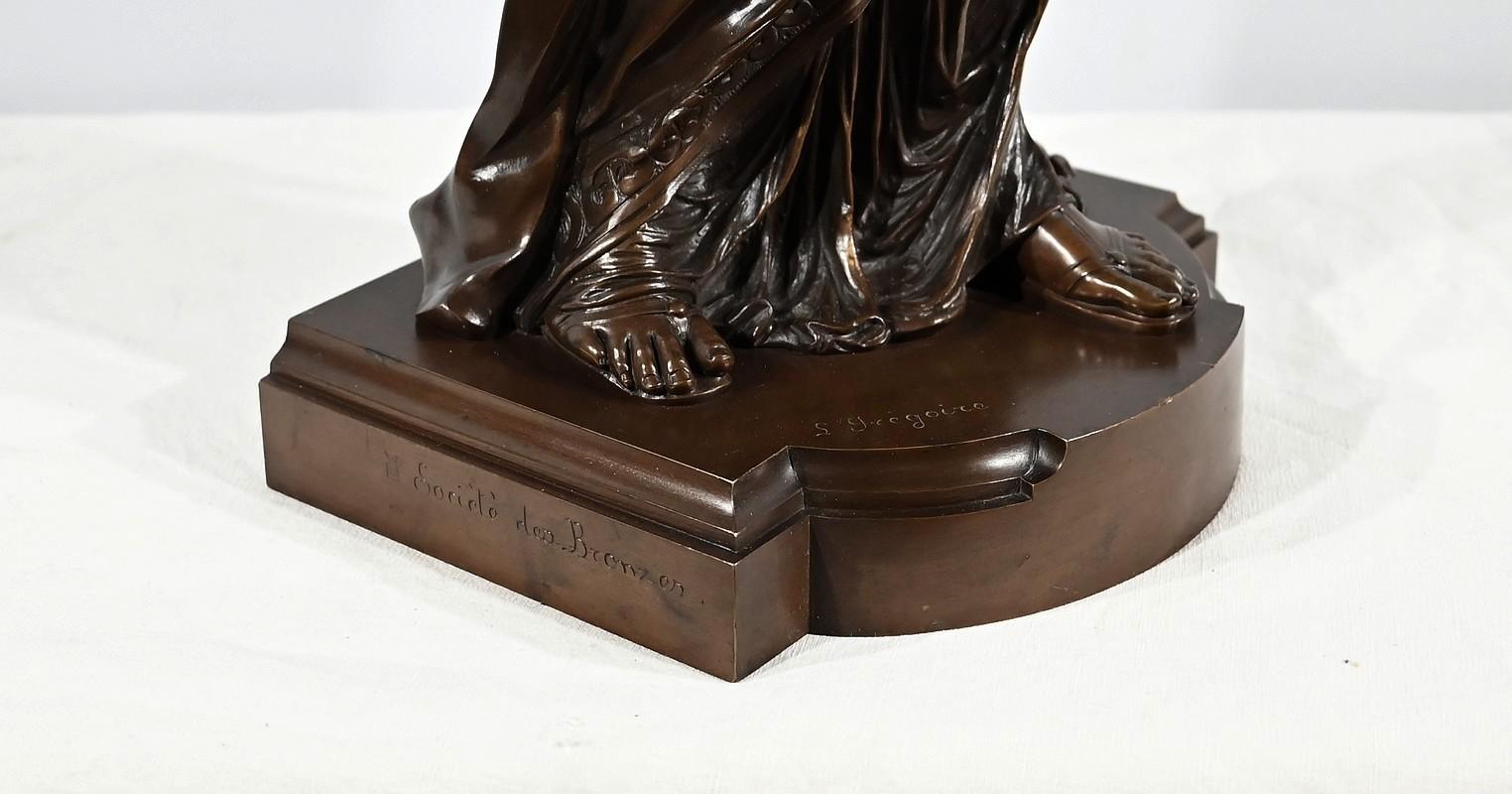 Importante sculpture en bronze La lettre de J-L. Grégoire - Fin du XIXe siècle en vente 7