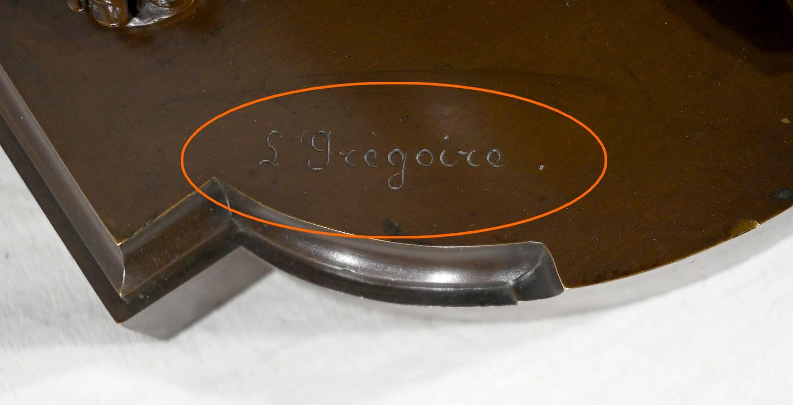 Importante sculpture en bronze La lettre de J-L. Grégoire - Fin du XIXe siècle en vente 10