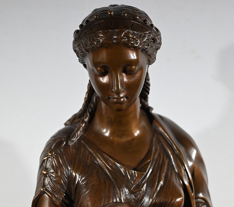 Importante sculpture en bronze La lettre de J-L. Grégoire - Fin du XIXe siècle en vente 1