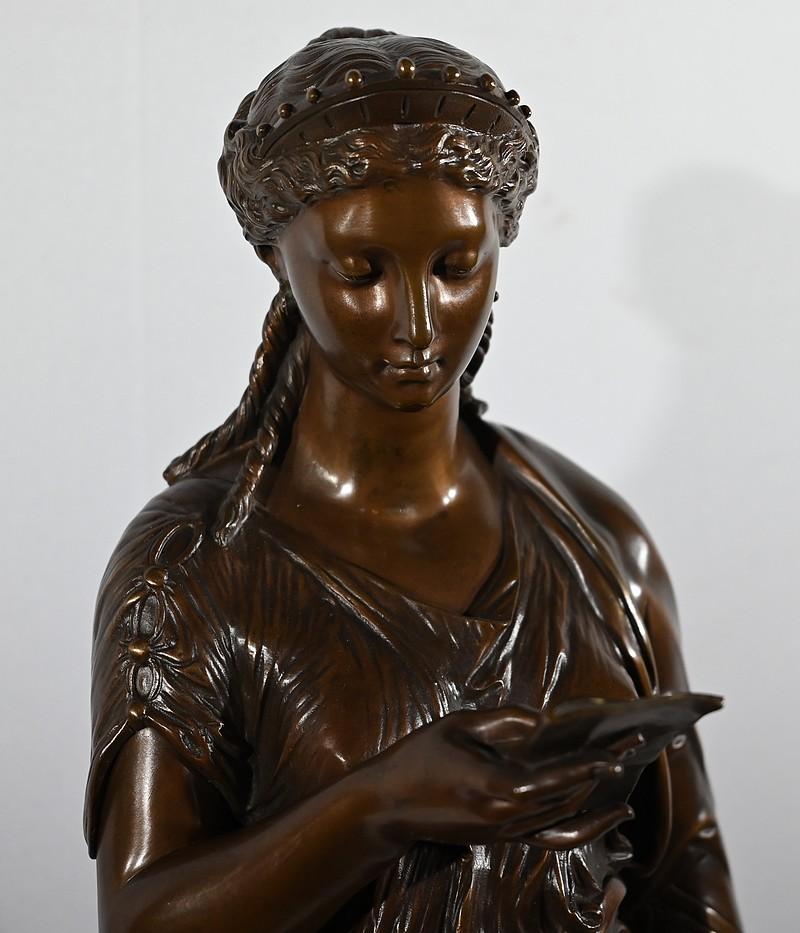 Importante sculpture en bronze La lettre de J-L. Grégoire - Fin du XIXe siècle en vente 2